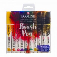 Ecoline - Brush pen set - 10st Donker Ecoline - Brush pen set - 10st Dark