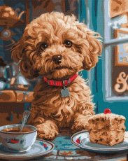 Maltipoo at the coffee shop - 40cm x 50cm